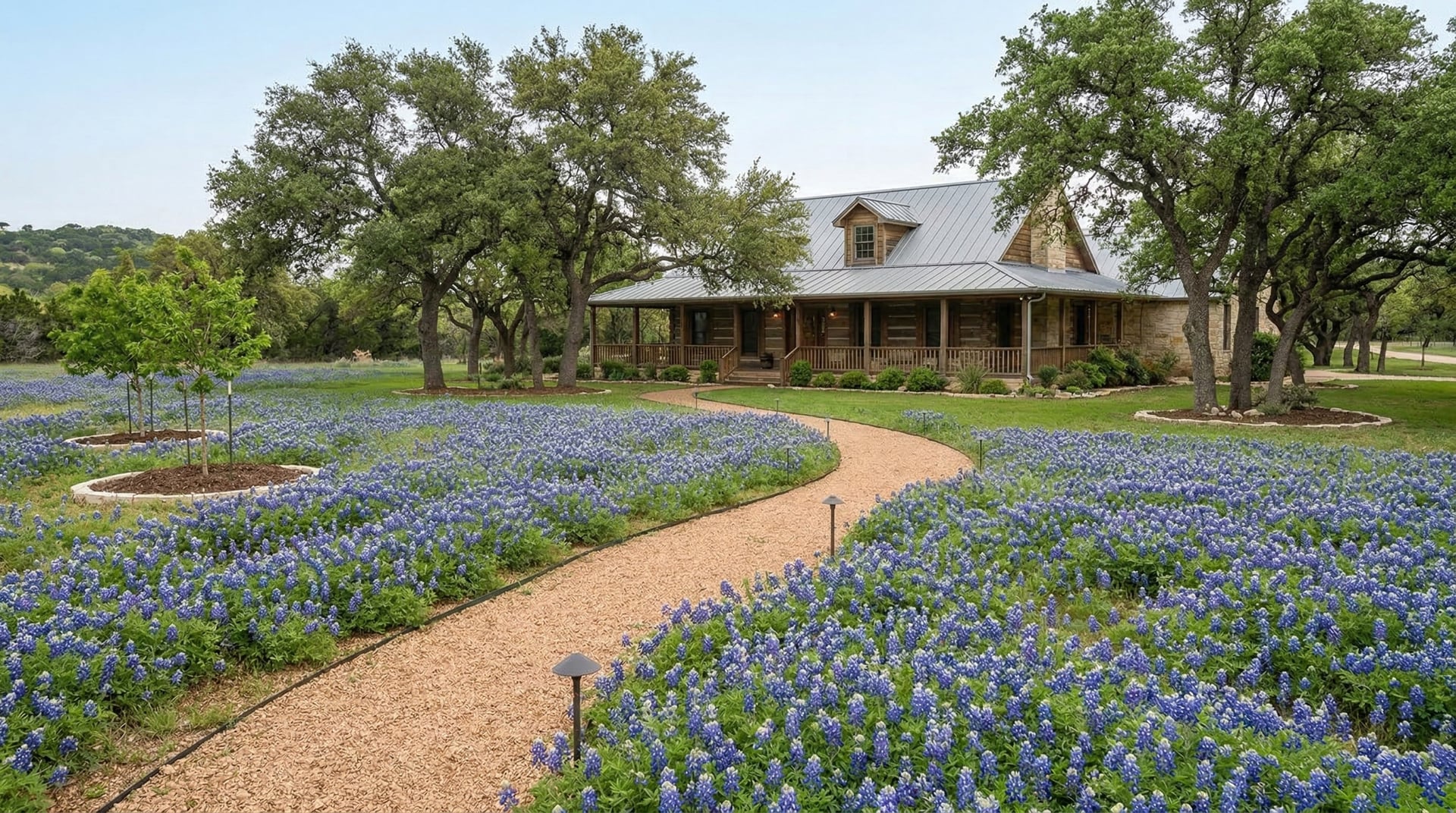 Lush green lawn in Fredericksburg Texas Hill Country
